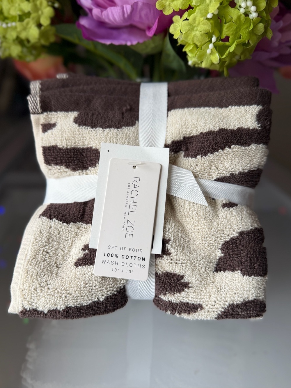 NEW Rachel zoe cow print western cowgirl farm country Bathroom washcloth set